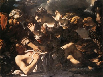  Herido Arte - Ermina encuentra al Guercino barroco de Tancredo herido